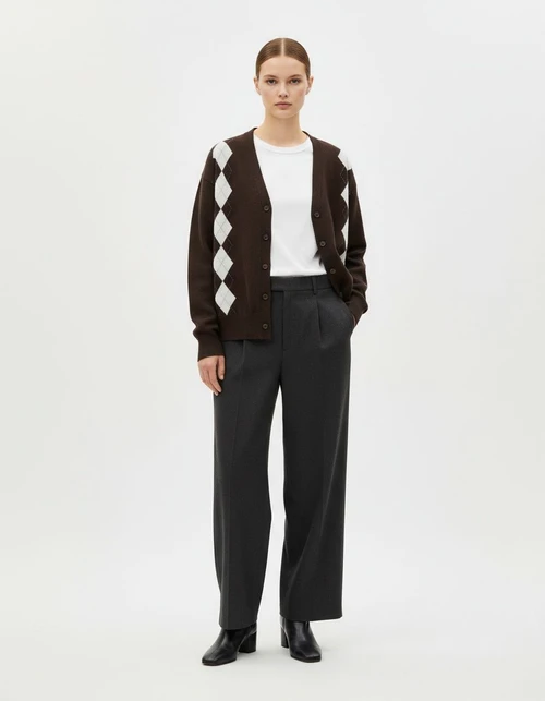 Gilet in maglia senza maniche con motivo a rombi in stile retrò KUN-00044