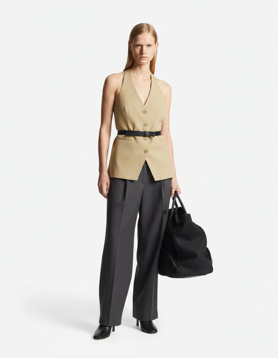 Top senza maniche con scollo all'americana - Blusa trendy senza schienale KUN-00060