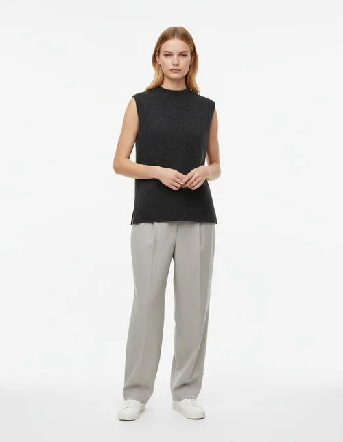 Gilet da donna in lana senza maniche con scollo a V e vestibilità ampia KUN-00062