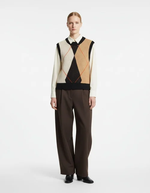 Gilet in maglia con motivo a rombi - Maglione senza maniche chic KUN-00065