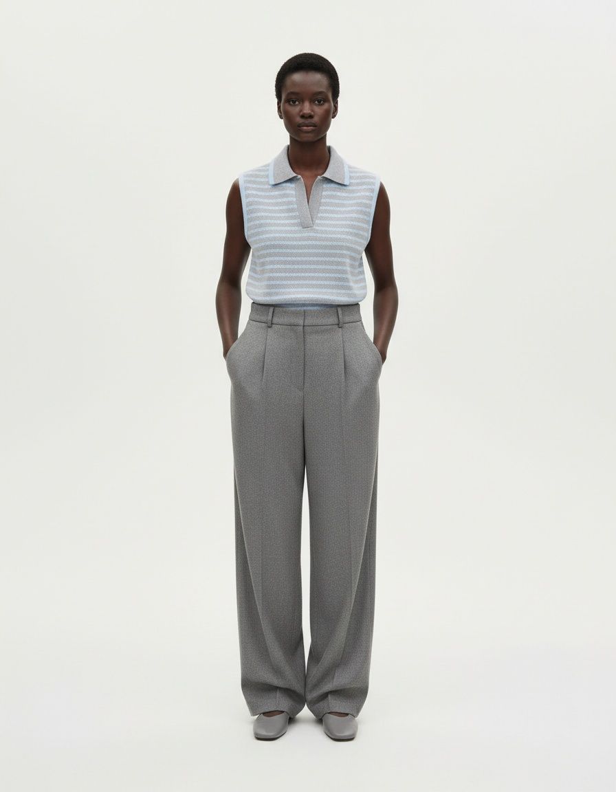 Gilet a righe da donna, top classico senza maniche, modello KUN-00067