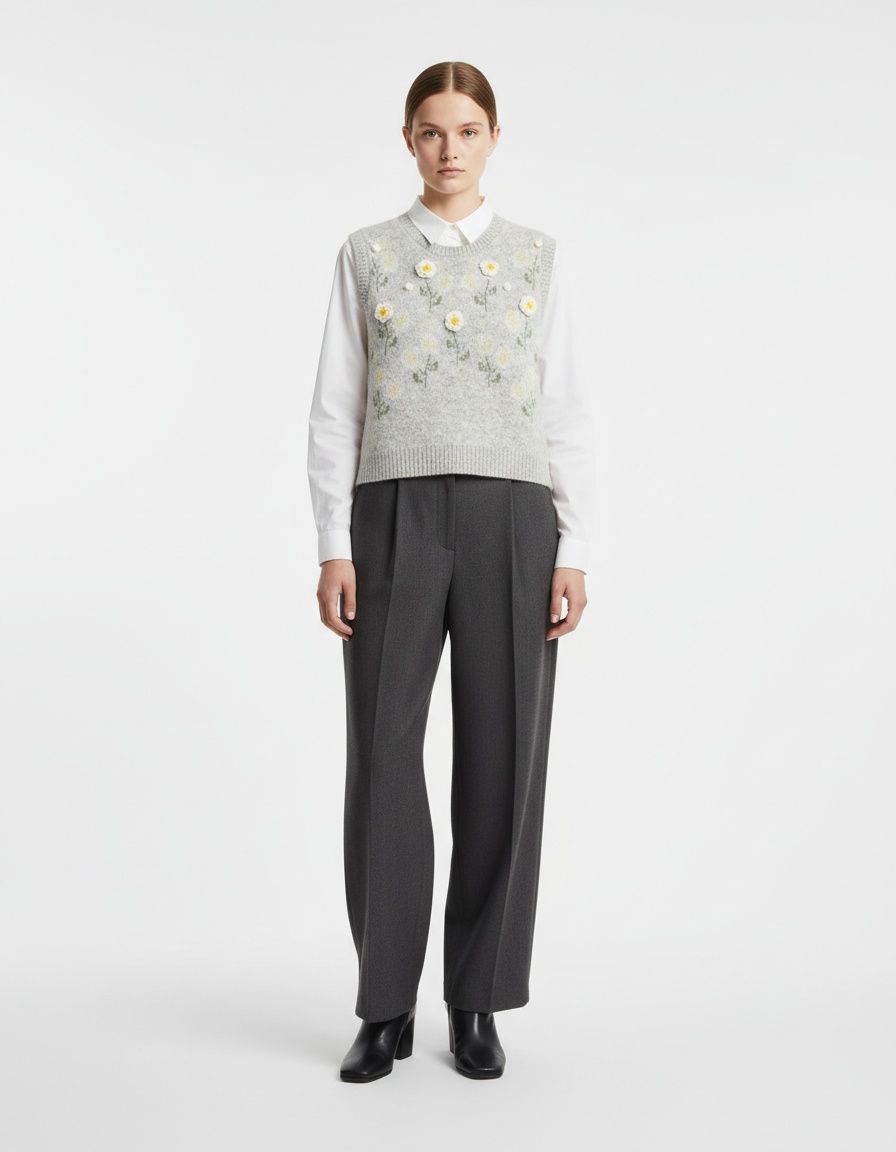 Gilet in maglia con stampa floreale 3D, elegante canotta KUN-00069