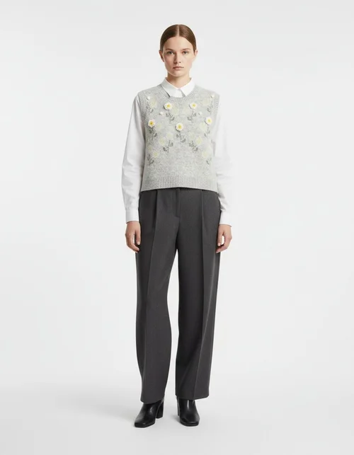 Gilet in maglia con stampa floreale 3D, elegante canotta KUN-00069