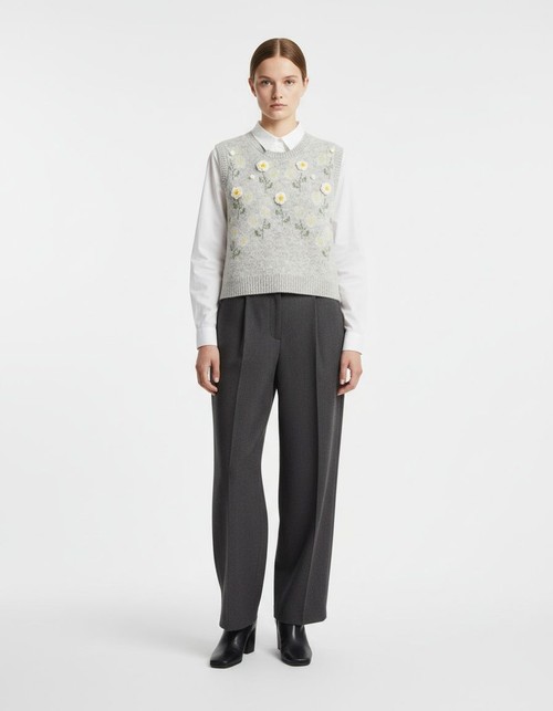 Gilet in maglia con stampa floreale 3D, elegante canotta KUN-00069