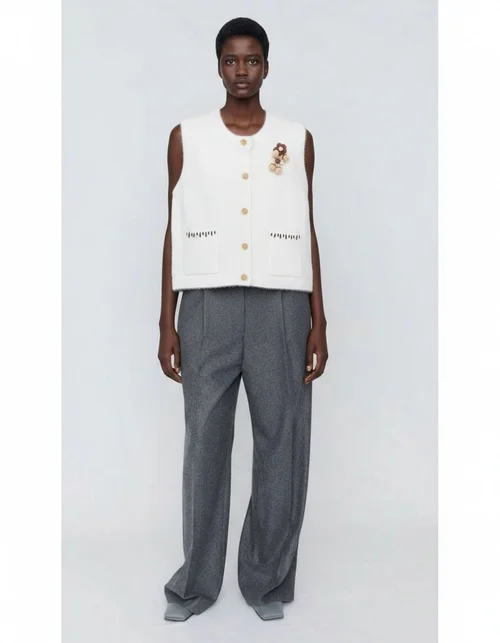 Gilet floreale lavorato a maglia - Top senza maniche alla moda in stile europeo KUN-00071