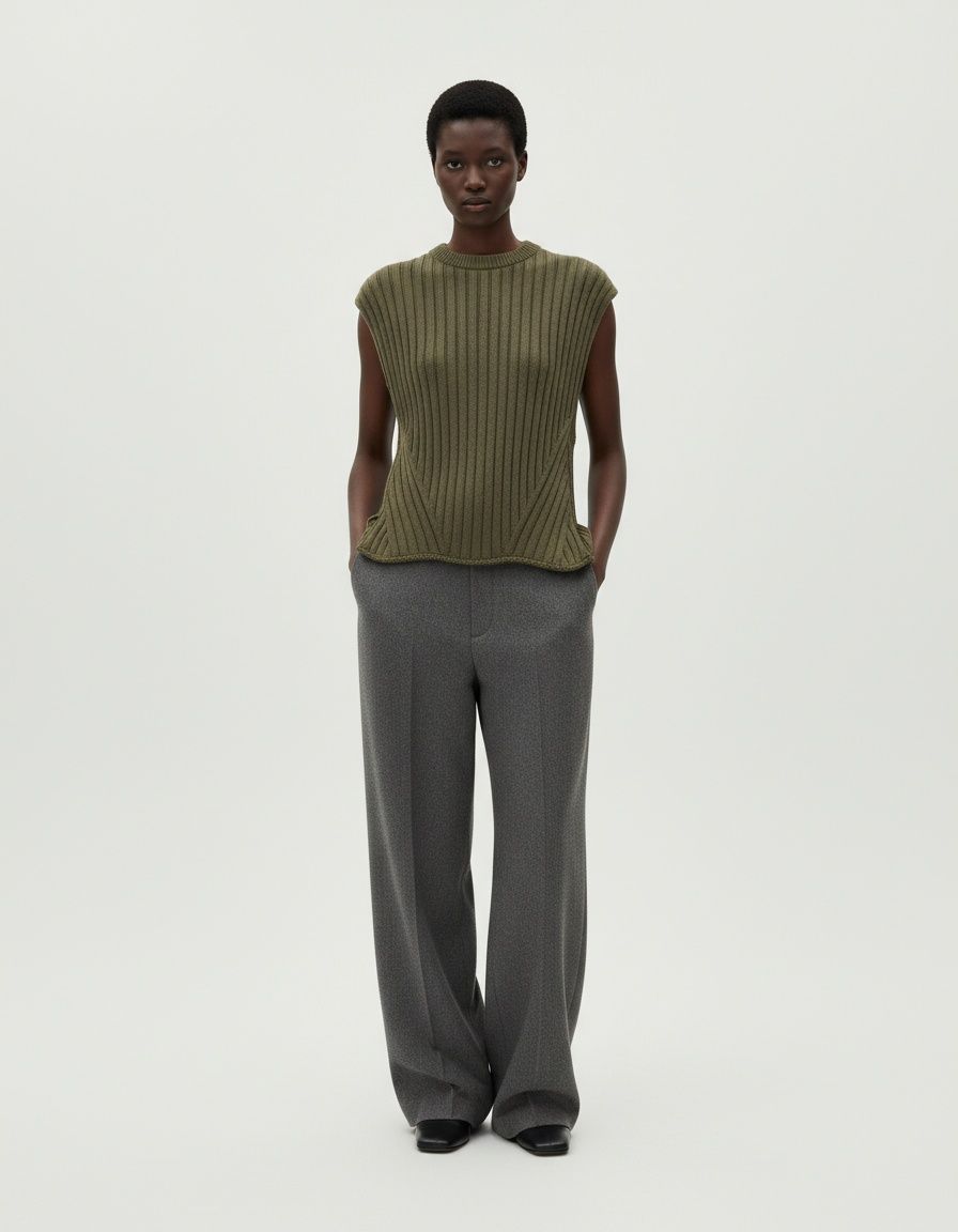 Knit Vest Turtleneck Sleeveless Fashion Top KUN-00072