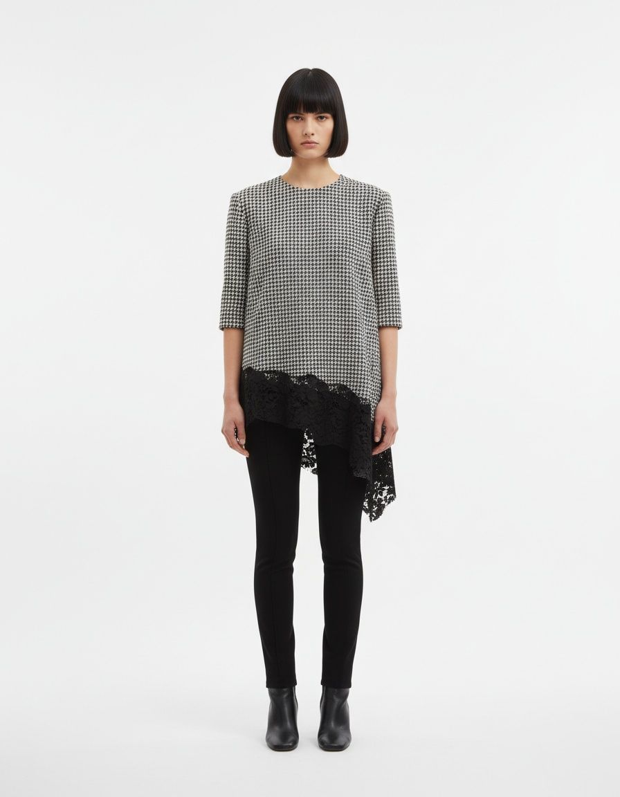 Lace Asymmetric Sleeveless Top KUN-00074