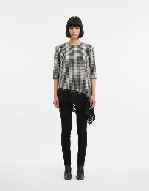 Lace Asymmetric Sleeveless Top KUN-00074