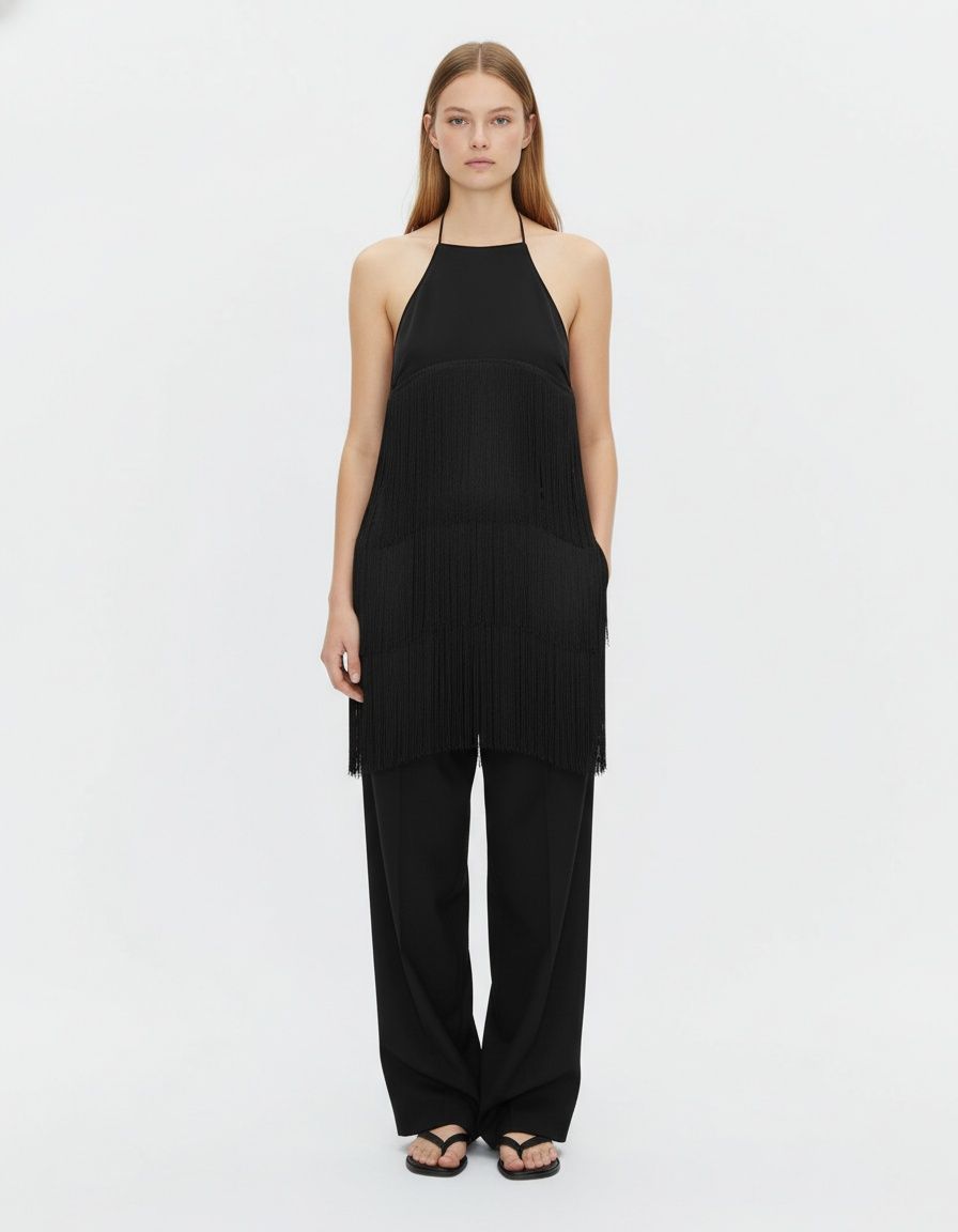 Velvet Halter Top with Tassels - European Style KUN-00079