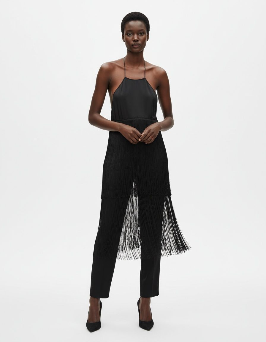 Velvet Halter Top with Tassel - European Style KUN-00081