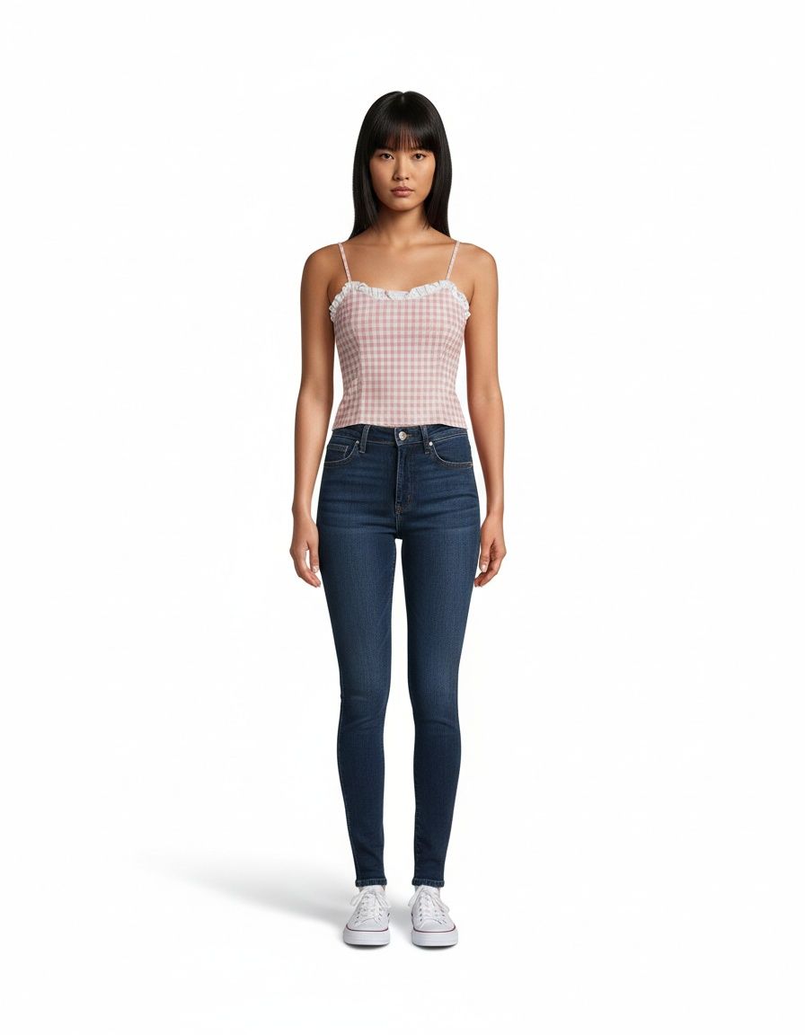 Knit Cami Top - Slim Fit Gingham Crop KUN-00082