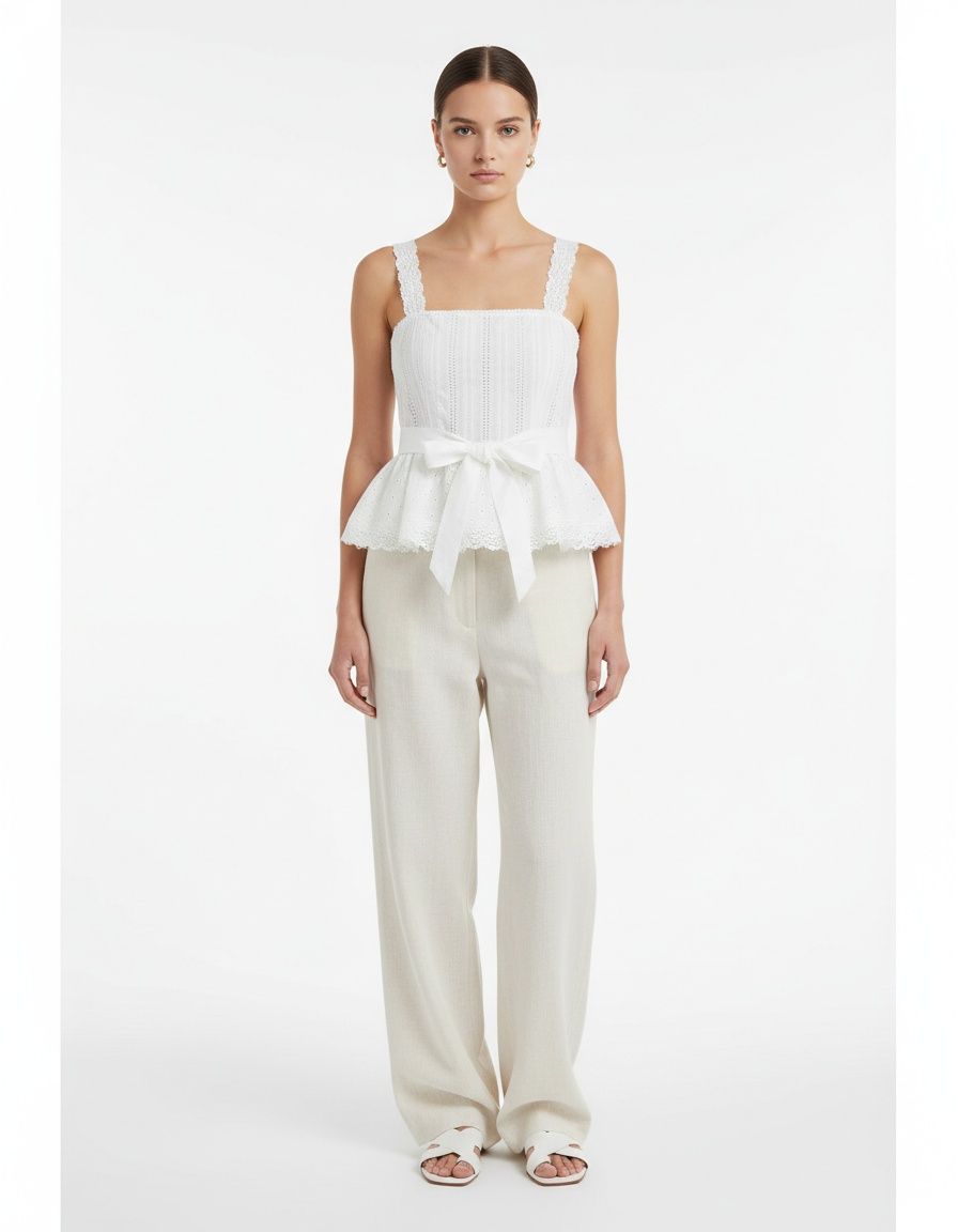 Lace-Up Cami Top Chic Trendy Versatile KUN-00083