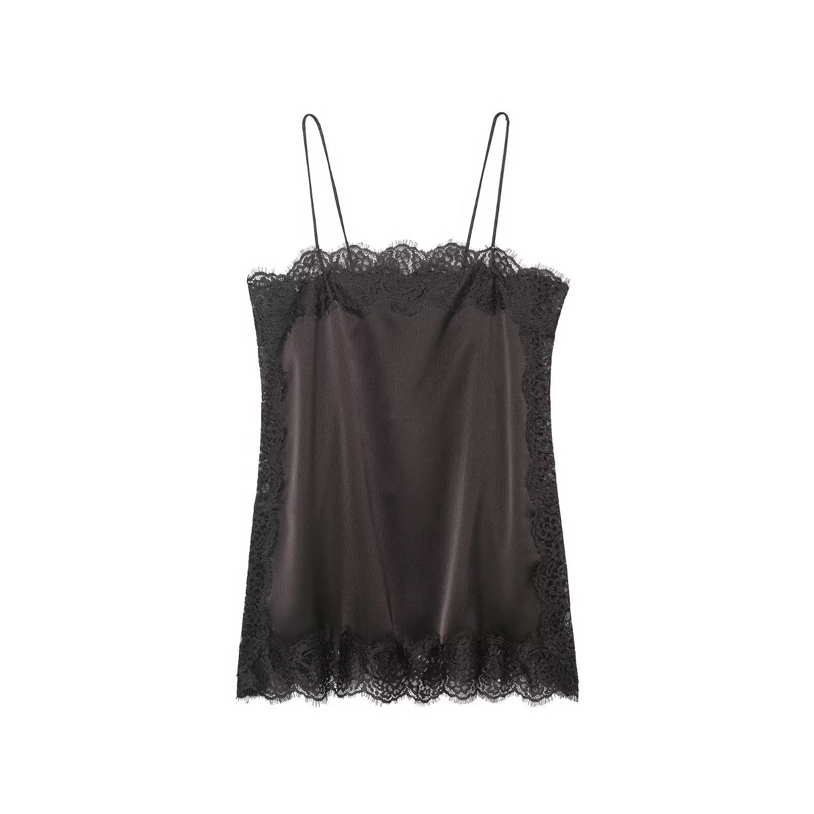 Silk Satin Lace Top - Elegant European Style KUN-00084
