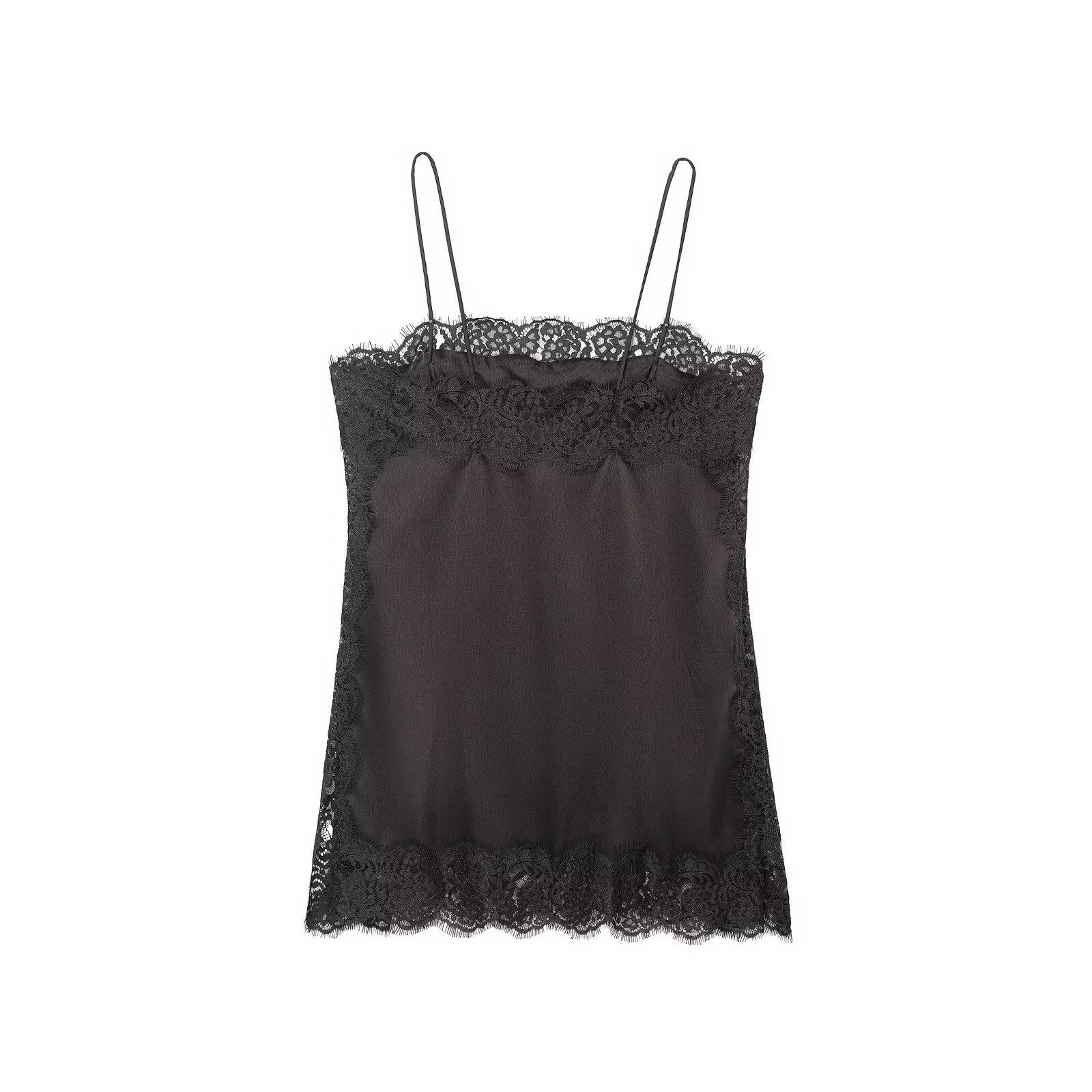 Silk Satin Lace Top - Elegant European Style KUN-00084