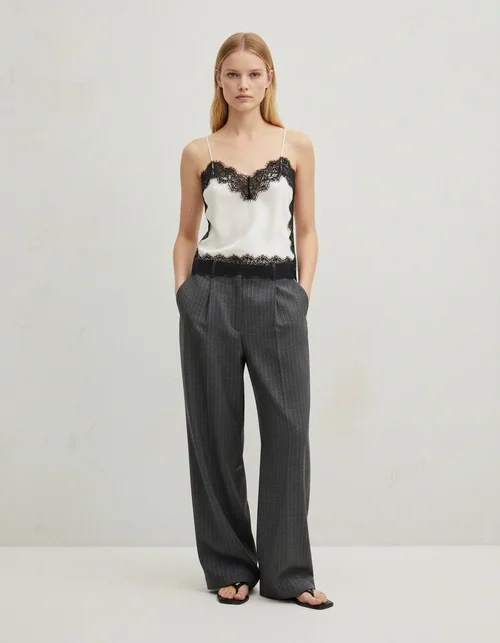 Top in pizzo di raso di seta - Elegante stile europeo KUN-00084