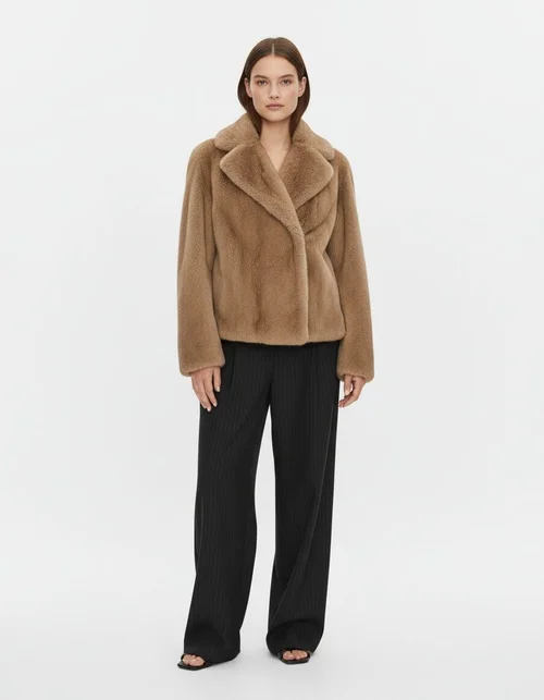 Gilet in pelliccia sintetica di visone con cintura - Elegante gilet da donna KUN-00087