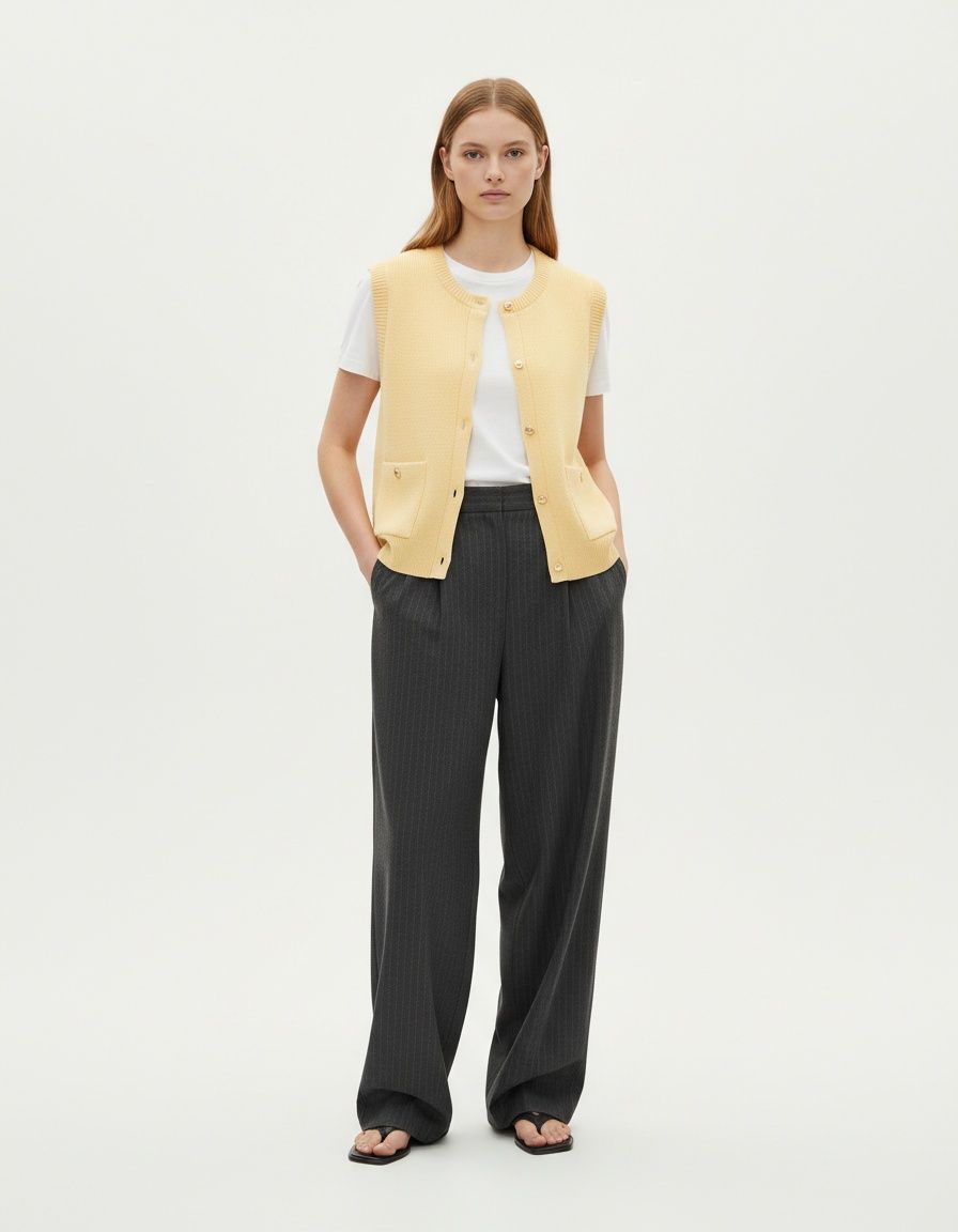 Knit Vest Sleeveless Top - Stylish & Versatile KUN-00094