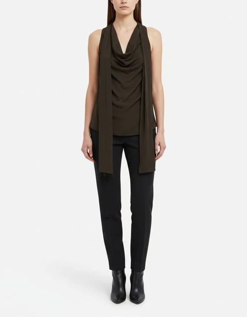 Satin Blouse with Tassel - European Style Top KUN-00105