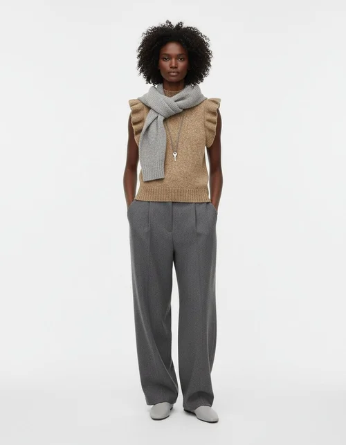 Gilet in lana a strati senza maniche - Stile chic europeo KUN-00114