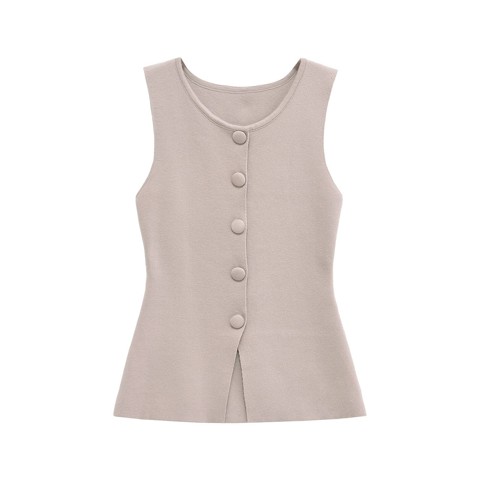 Soft Knit Tank Top Vest with Button Back Detail KUN-00118