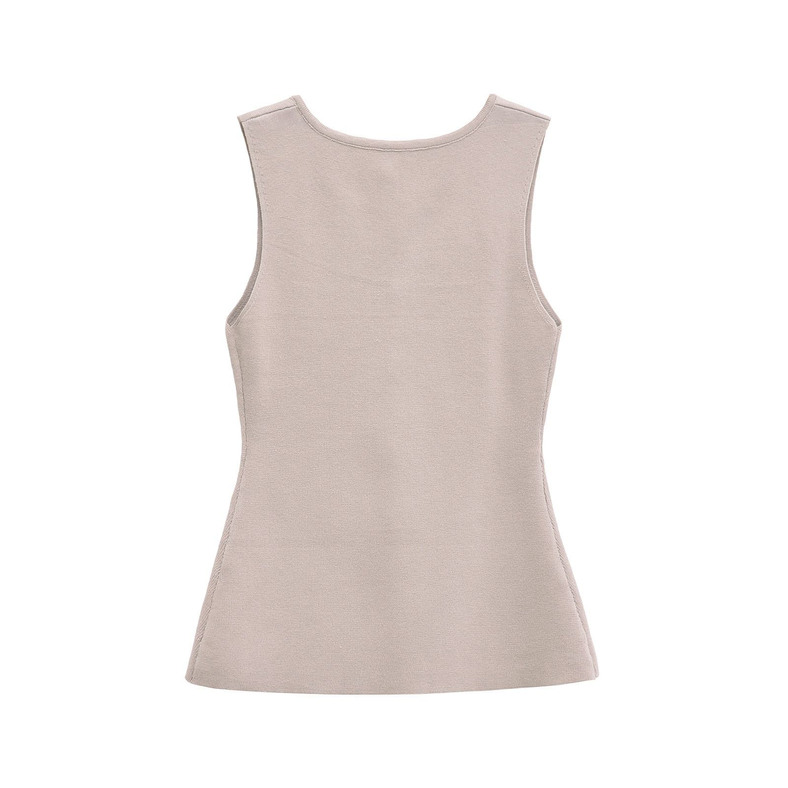 Soft Knit Tank Top Vest with Button Back Detail KUN-00118