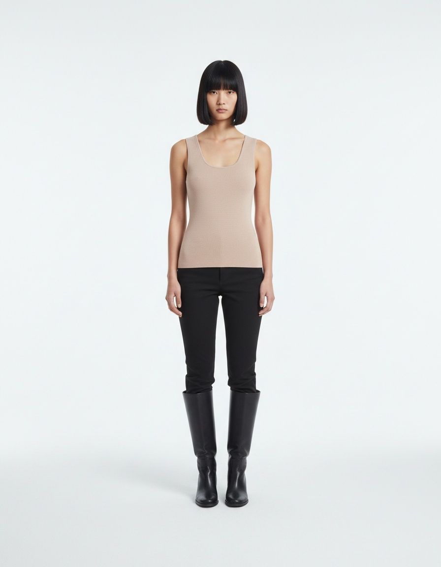 Soft Knit Tank Top Vest with Button Back Detail KUN-00118