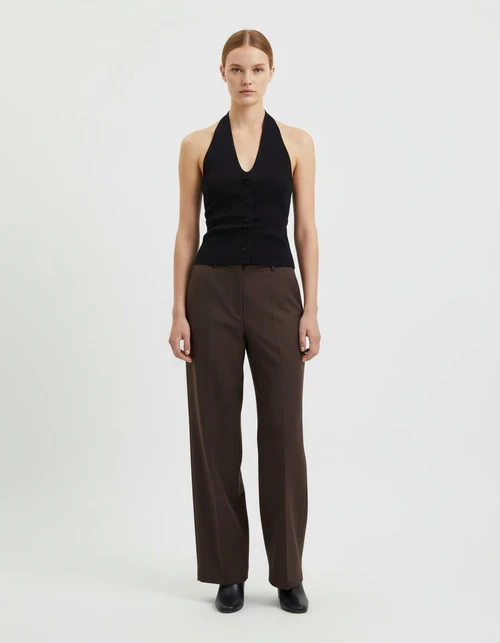 Knit Halter Top Ruched Tank KUN-00129