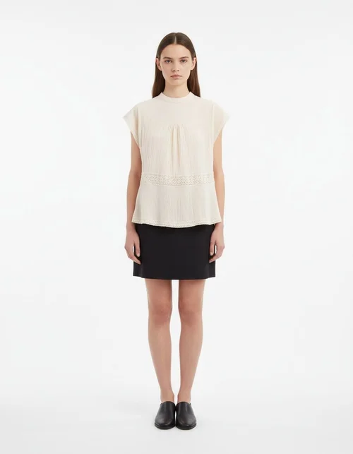 Top in pizzo all'uncinetto - Camicetta da vacanza in stile europeo KUN-00138