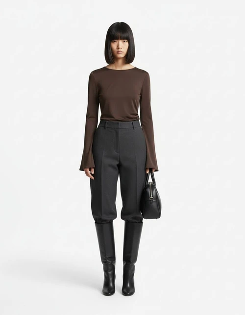 Women's Ruched Long Sleeve T-Shirt Versatile Fashion KUN-00007