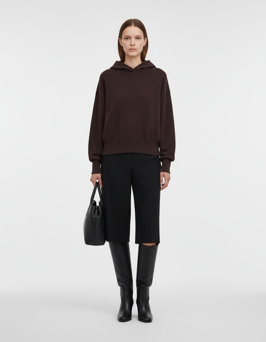 Knit Hoodie Women's Classic Versatile Sweatshirt KUN-00008