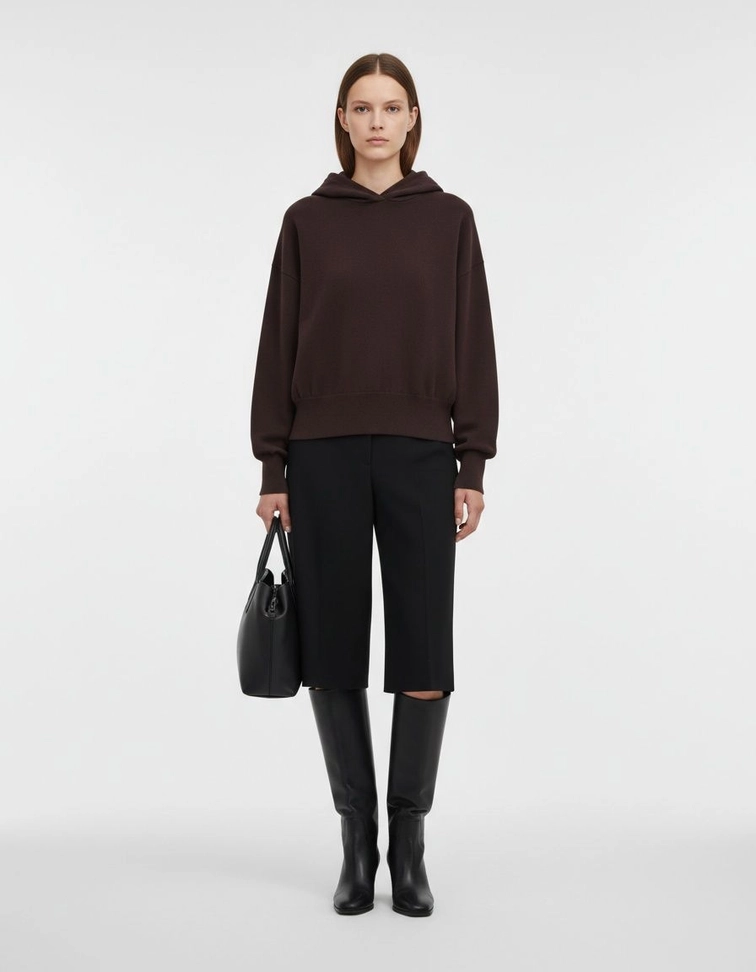 Knit Hoodie Women's Classic Versatile Sweatshirt KUN-00008