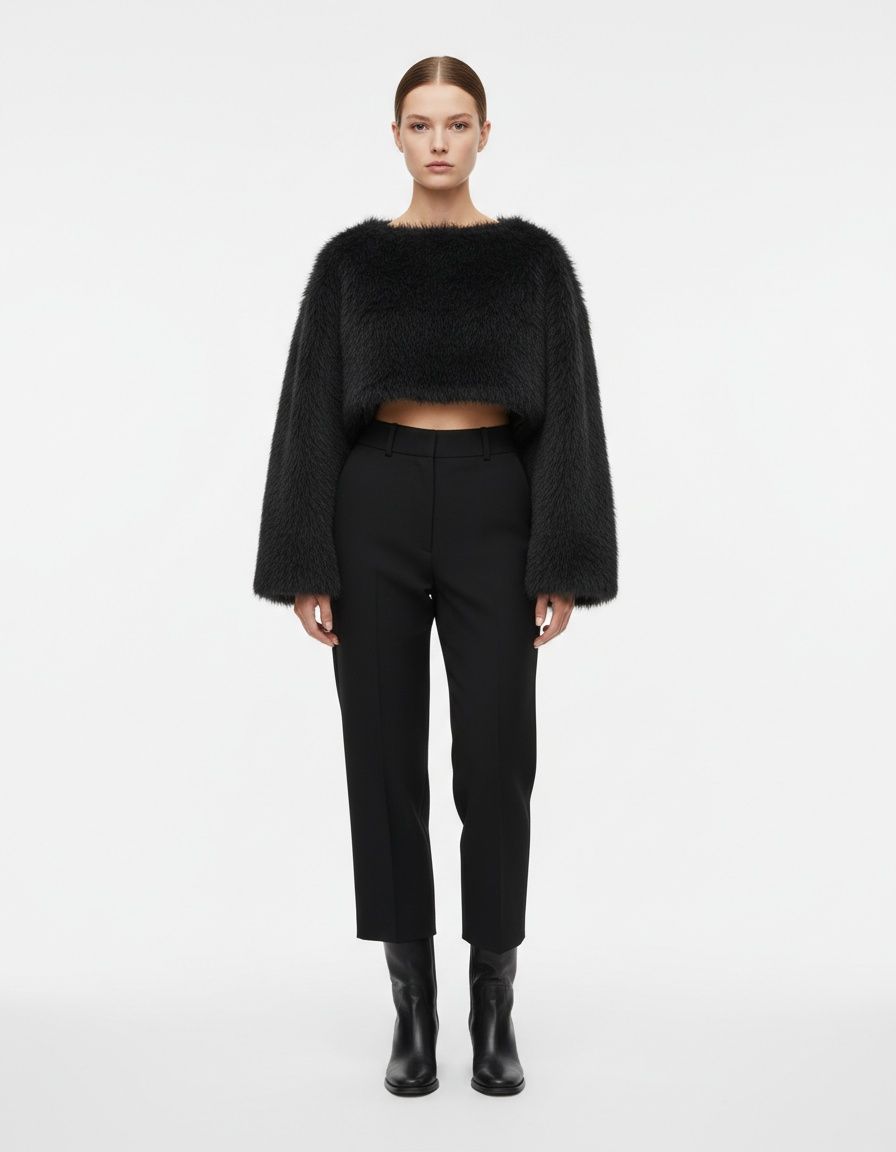Faux Fur Sweatshirt - Trendy Casual European Style KUN-00015