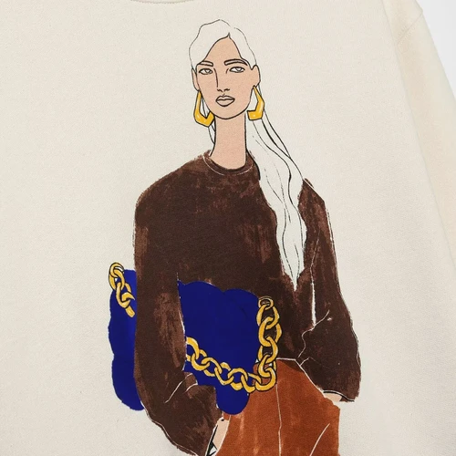 Sudadera con estampado gráfico para mujer - Estilo europeo KUN-00016