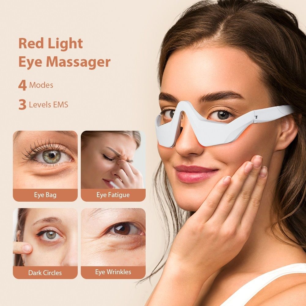 Red Light EMS Eye Massager for Dark Circles & Wrinkles