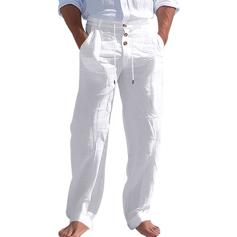 Pantalones casuales holgados y transpirables de mezcla de lino y algodón para hombre NDF-00037