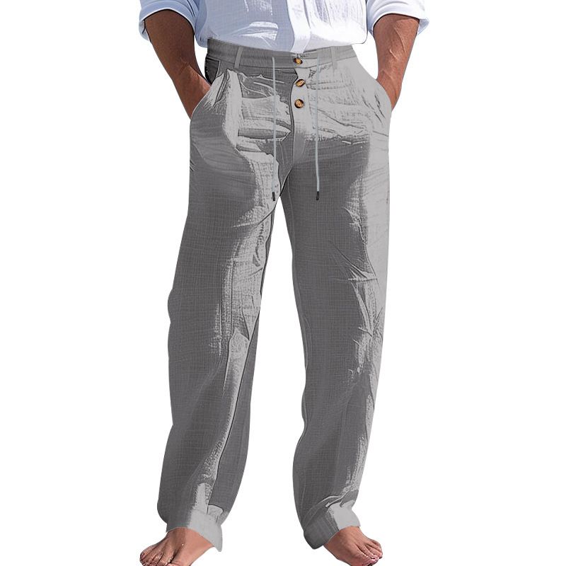 Pantalones casuales holgados y transpirables de mezcla de lino y algodón para hombre NDF-00037