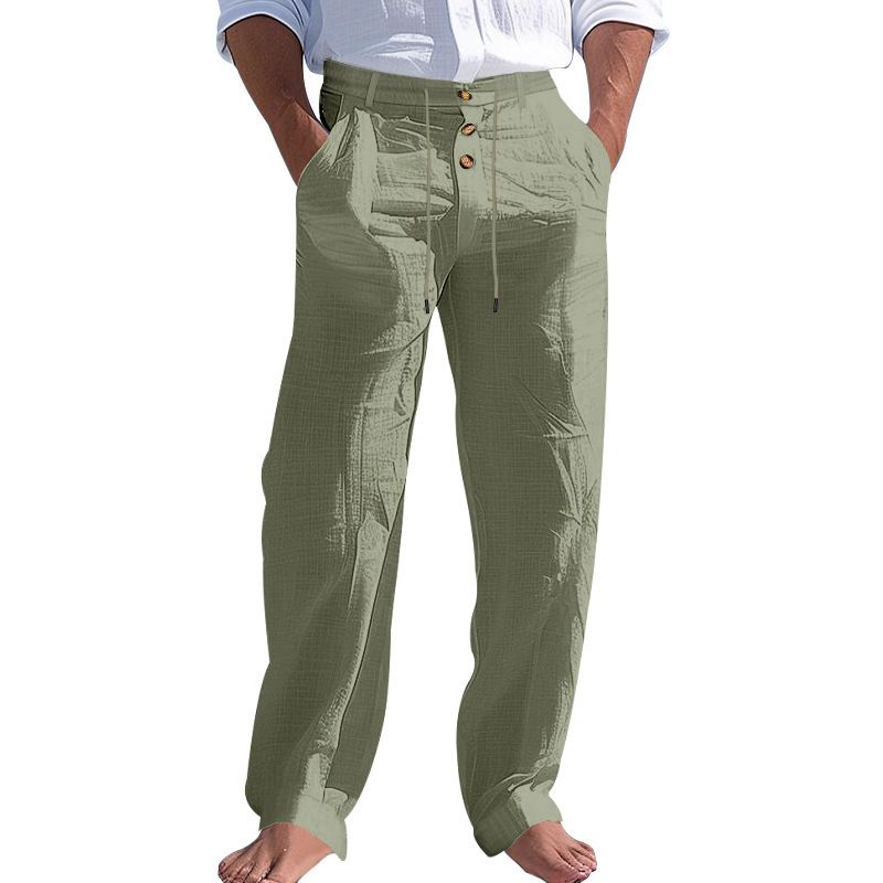 Pantalones casuales holgados y transpirables de mezcla de lino y algodón para hombre NDF-00037