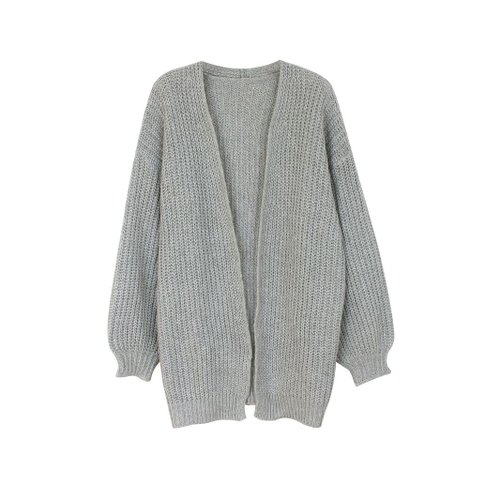 Cardigan in maglia di cashmere a maniche lunghe, tinta unita.