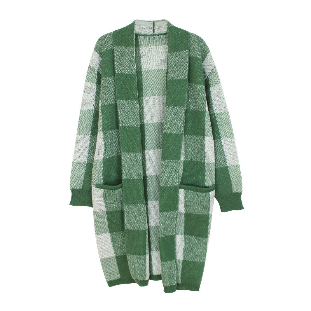 Knit Cardigan Plaid Jacket - Fashionable Spring Autumn Outerwear