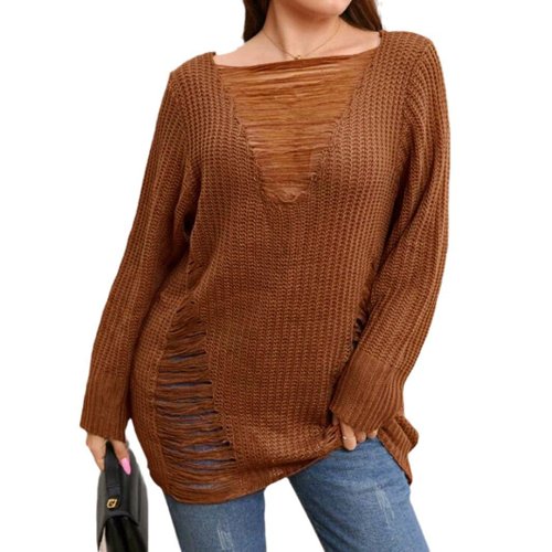 Stricktop, langärmlig, leicht, mit Lochmuster, Frühling/Sommer SSU-00052