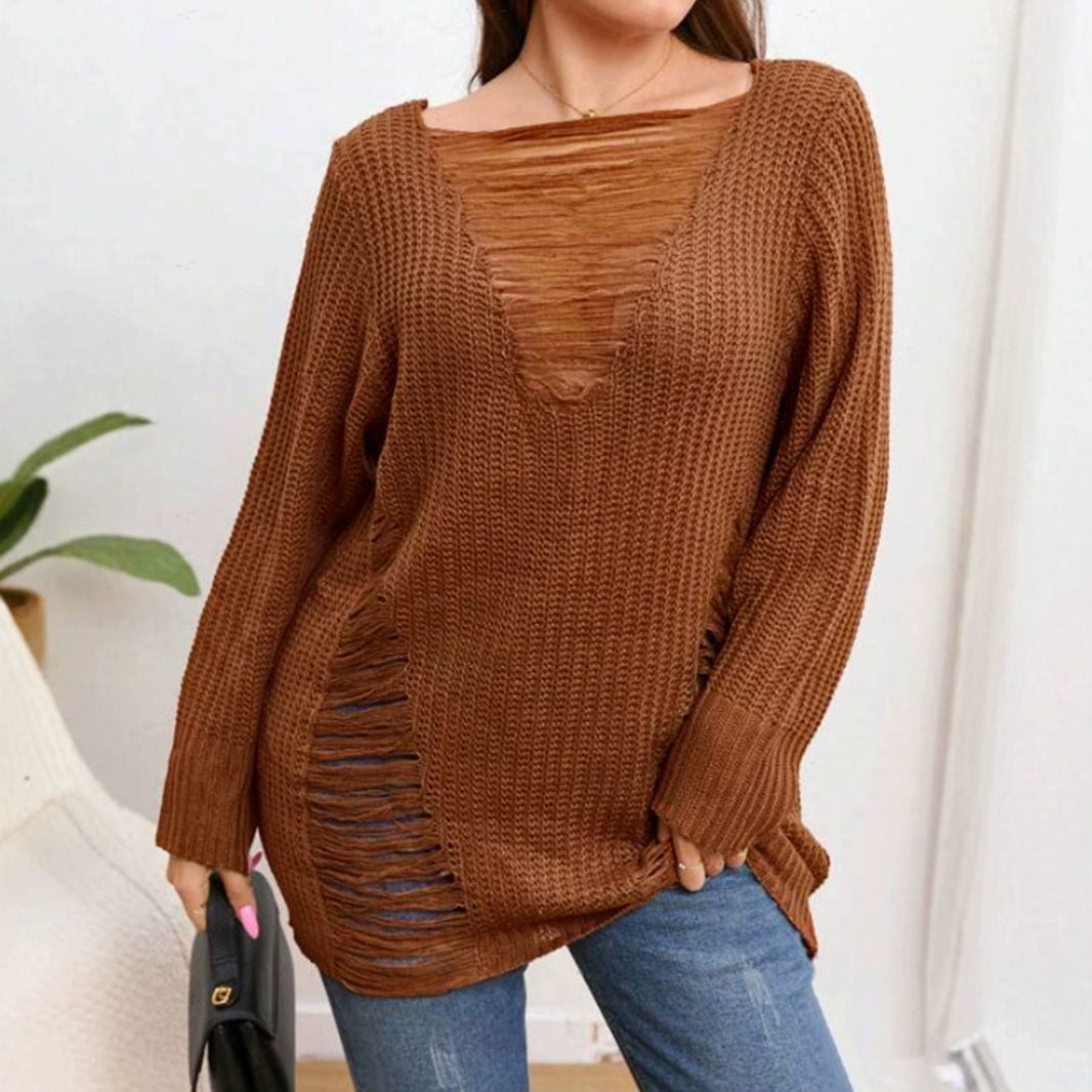 Maglia a maniche lunghe leggera con scollo traforato, ideale per primavera/estate, modello SSU-00052