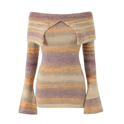 Knit Sweater Dress Gradient Off-Shoulder KUN-00075