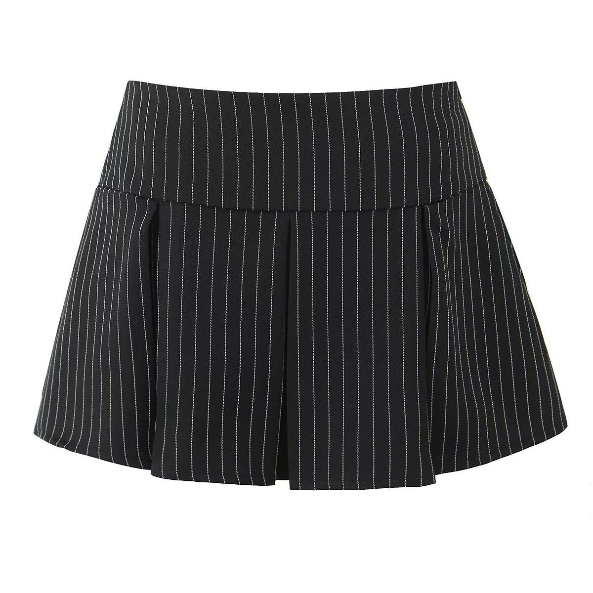 Striped Pleated Skirt with Shorts - Women's Classic Fashion KUN-00002