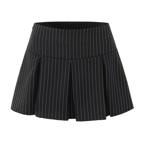 Striped Pleated Skirt with Shorts - Women's Classic Fashion KUN-00002