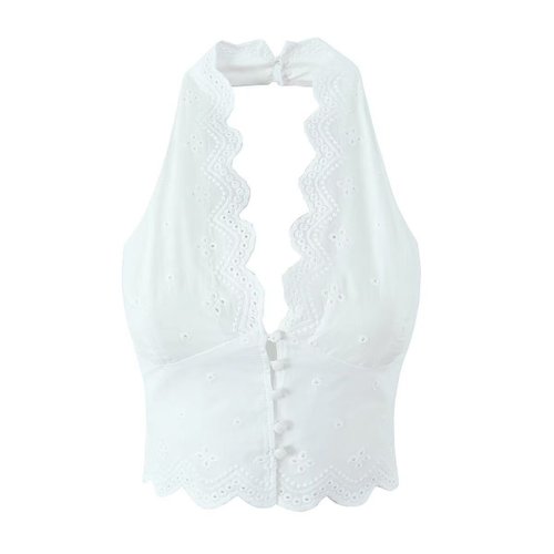 Handgemaakte gehaakte haltertop en minirok set KUN-00003