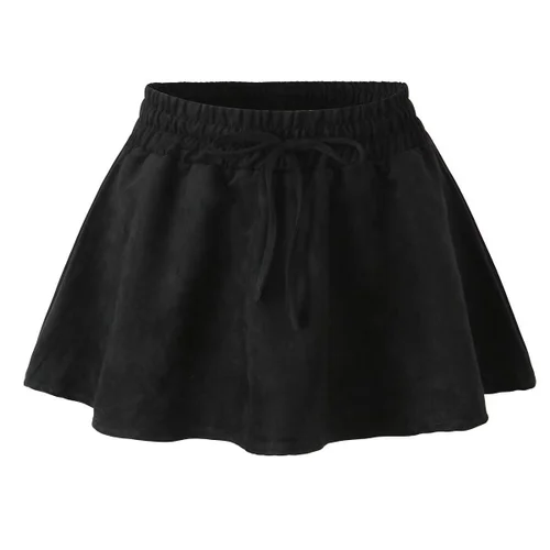 A-Linien-Minirock aus Wildleder mit integrierten Shorts KUN-00018
