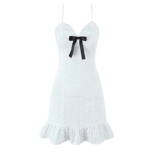 Women's Lace Trim Slip Dress Bowknot Elegant KUN-00111
