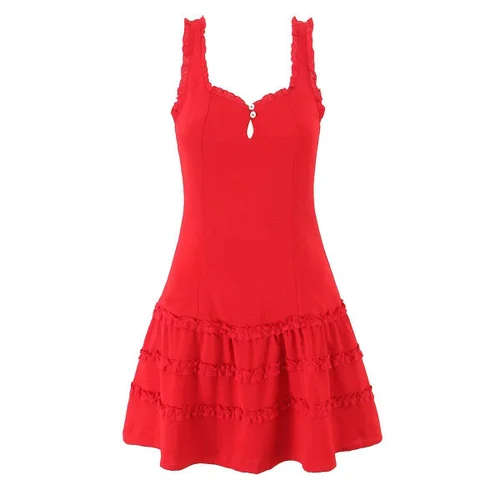 Sleeveless Ruffle Trim French Dress KUN-00011