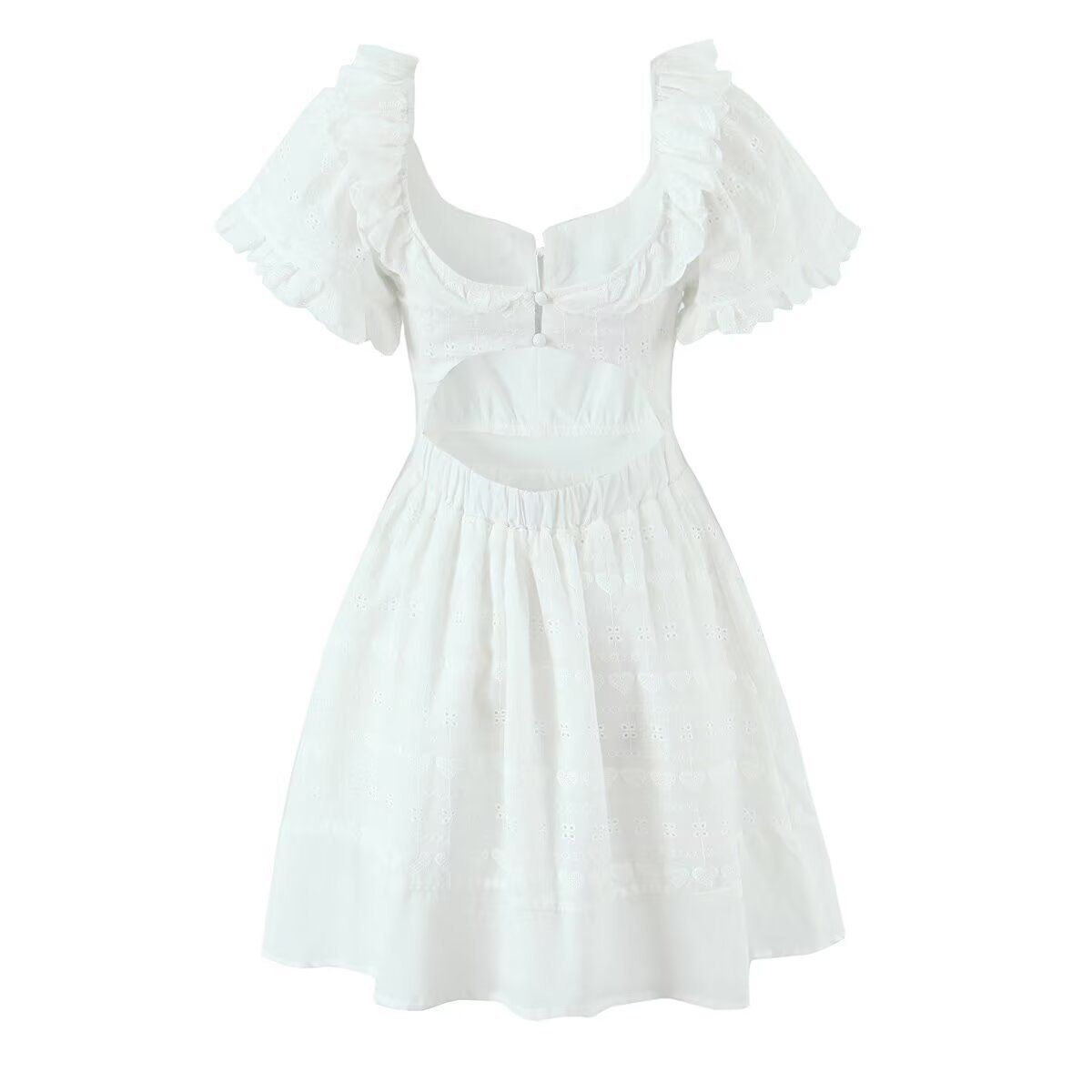 Lace Patchwork Backless Embroidered Dress KUN-00110