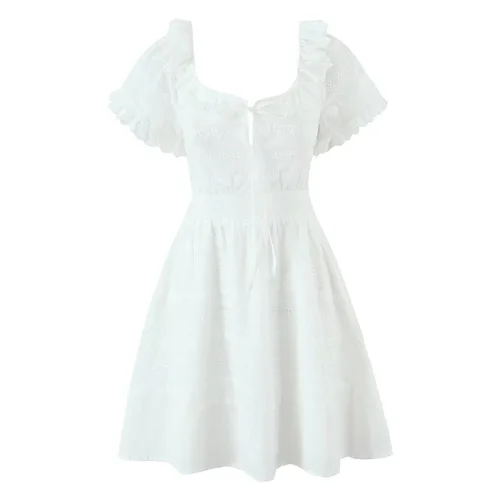 Lace Patchwork Backless Embroidered Dress KUN-00110